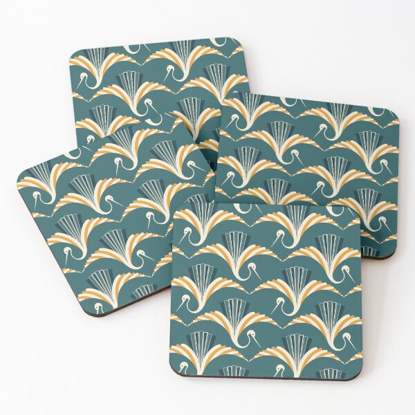 Item preview, Art Deco Crane - blue background designed and sold by pakanta.