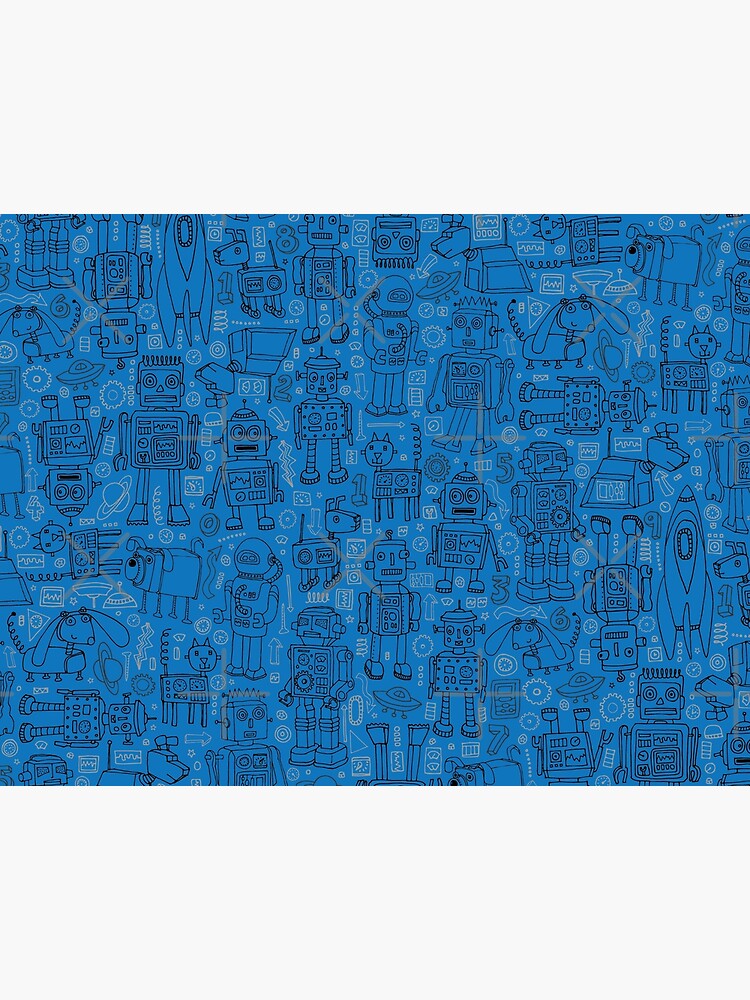 Robot pattern - Blue - fun pattern by Cecca Designs by Cecca-Designs