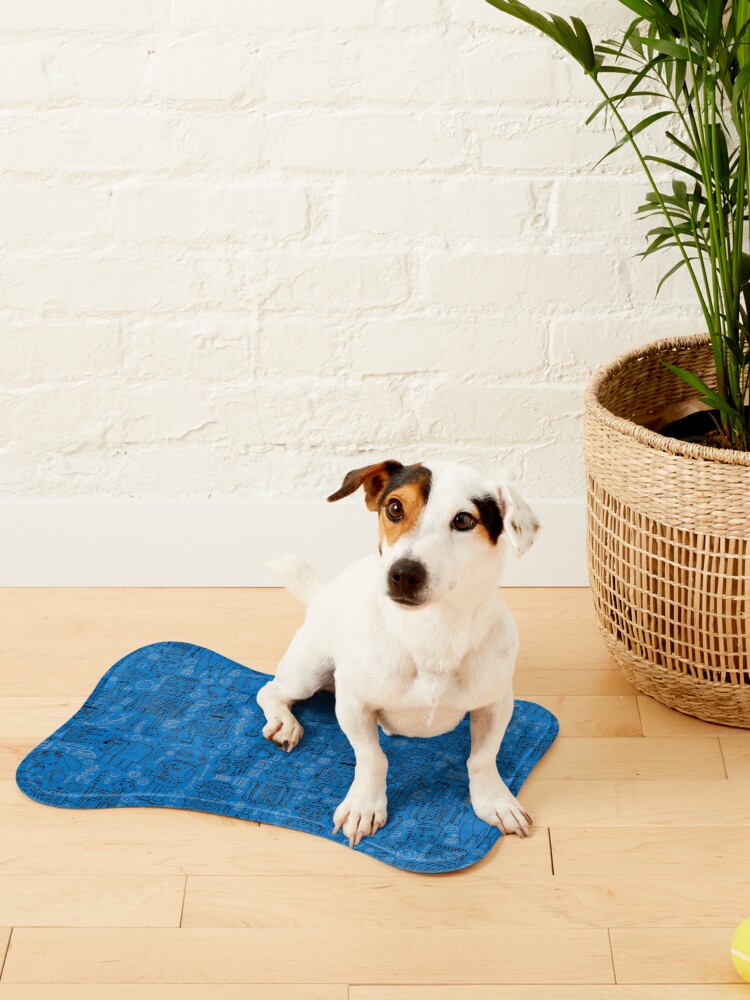 Alternate view of Robot pattern - Blue - fun pattern by Cecca Designs Pet Mat