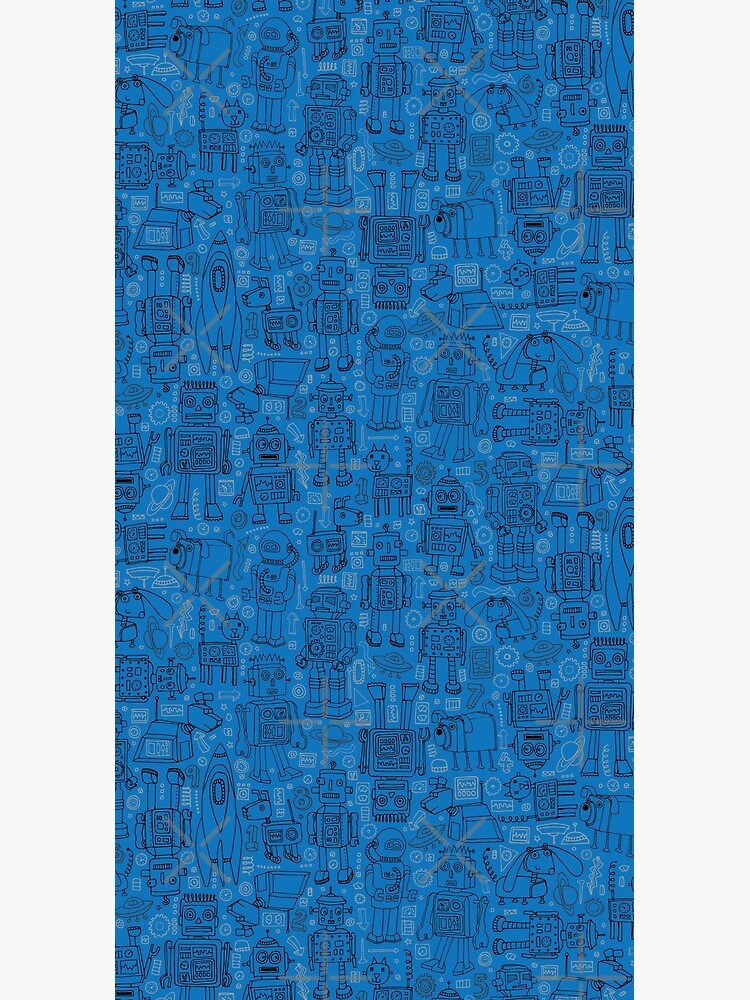 Robot pattern - Blue - fun pattern by Cecca Designs by Cecca-Designs