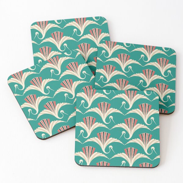 Item preview, Art Deco Crane - turquoise background designed and sold by pakanta.