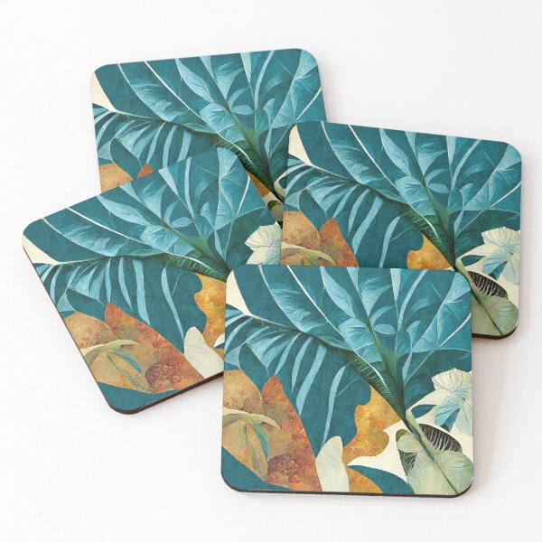 Item preview, Turquoise leaves floral collage designed and sold by Michael Bollin.