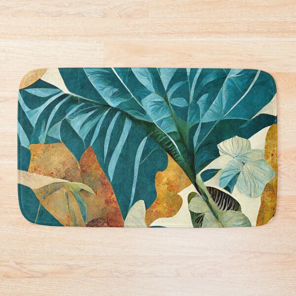 Item preview, Turquoise leaves floral collage designed and sold by Michael Bollin.
