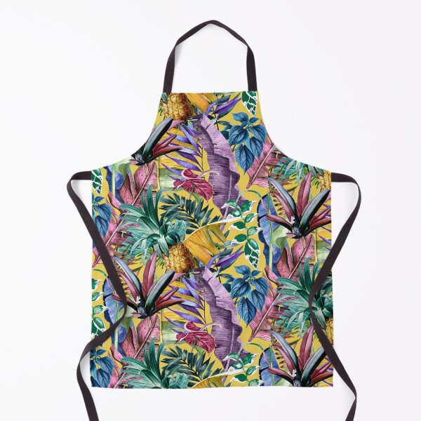 Item preview, Exotic tropical colourful foliage night forest, leaves and flowers tropical pattern, botanical illustration, yellow plants illustration designed and sold by ZeinabTaha.