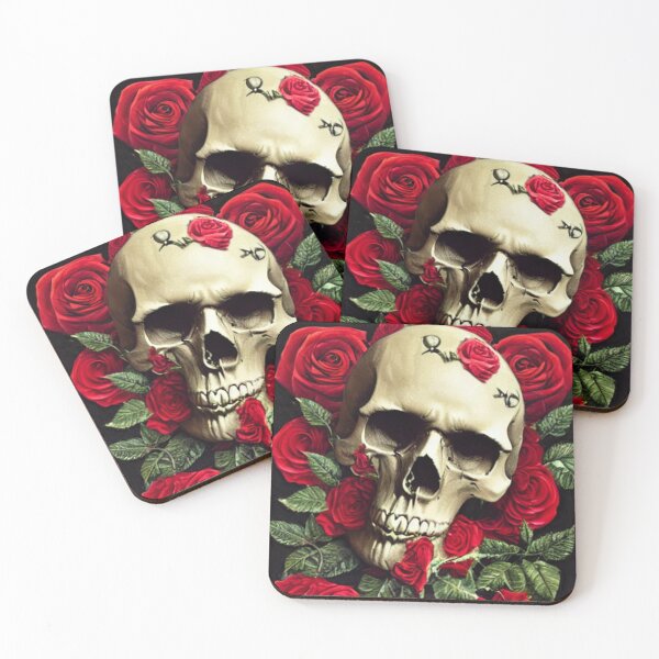 Item preview, Victorian Ghotic Floral Skull, skull with floral, red roses designed and sold by ValleyDream.