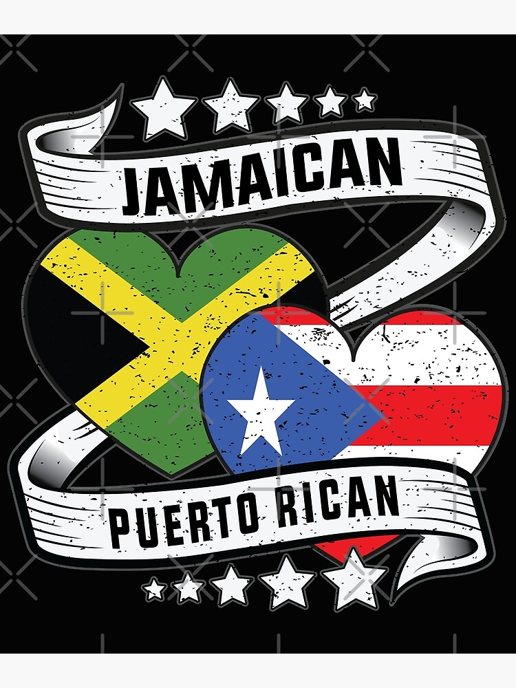 "Jamaican Puerto rican flag, half Puerto rican half Jamaican " Poster
