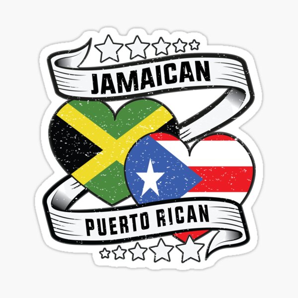 "Jamaican Puerto rican flag, half Puerto rican half Jamaican " Sticker