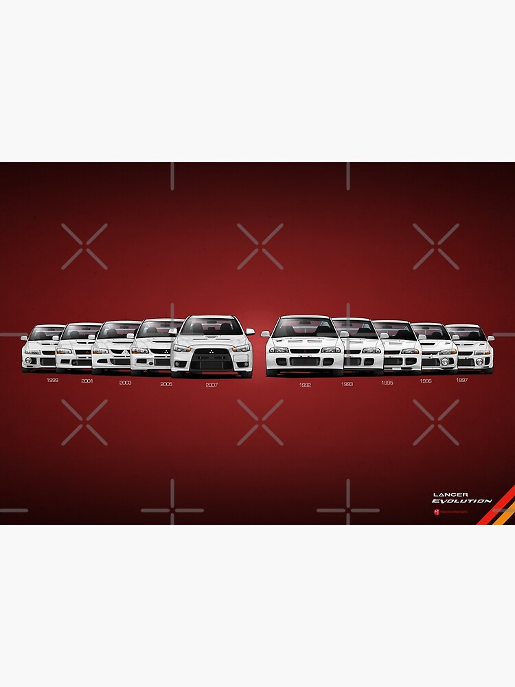 Discover History - Mitsubishi Lancer Evolution - White Premium Matte Vertical Poster