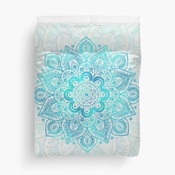 Turquoise Lace Mandala Duvet Cover