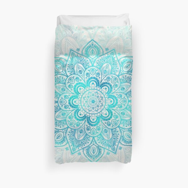 Turquoise Lace Mandala Duvet Cover