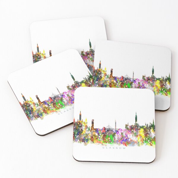 Item preview, Glasgow, Scotland Skyline Watercolor Painting designed and sold by InkistPrints.