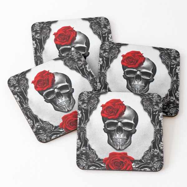 Item preview, Victorian Ghotic Floral Skull, skull with floral, red roses designed and sold by ValleyDream.