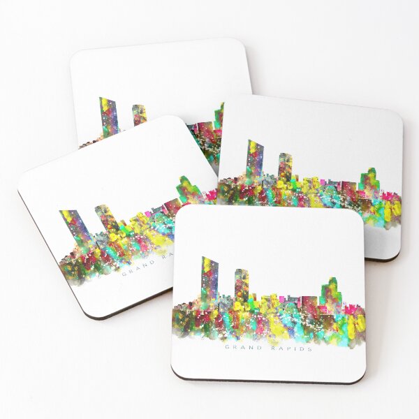Item preview, Grand Rapids, Michigan Skyline Watercolor Painting designed and sold by InkistPrints.