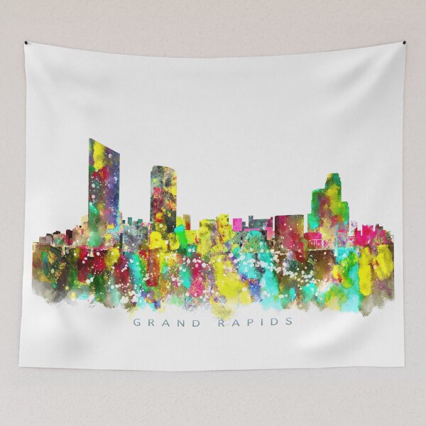 Item preview, Grand Rapids, Michigan Skyline Watercolor Painting designed and sold by InkistPrints.