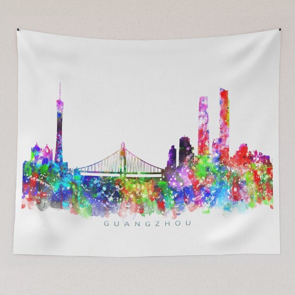 Item preview, Guangzhou, China Skyline Watercolor Painting designed and sold by InkistPrints.