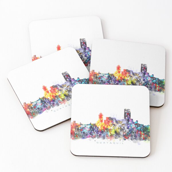 Artikelvorschau, Guayaquil, Ecuador Skyline Watercolor Painting entworfen und verkauft von InkistPrints.