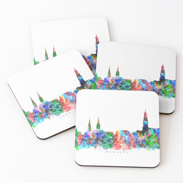 Aperçu de l'œuvre Hamburg, German Skyline Watercolor Painting créée et vendue par InkistPrints.