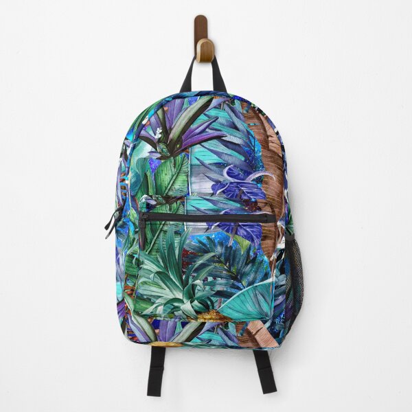Item preview, Exotic tropical colourful foliage night forest, leaves and flowers tropical pattern, botanical illustration, turquoise plants illustration designed and sold by ZeinabTaha.