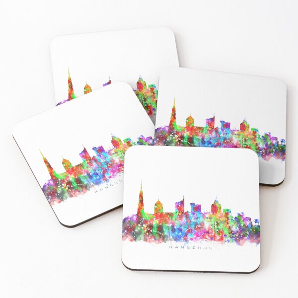 Item preview, Hangzhou, China Skyline Watercolor Painting designed and sold by InkistPrints.