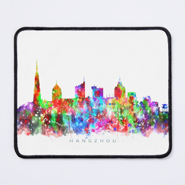 Item preview, Hangzhou, China Skyline Watercolor Painting designed and sold by InkistPrints.