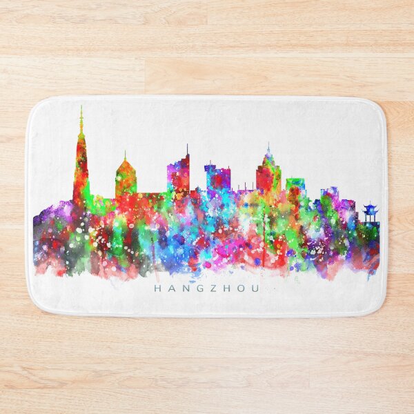Item preview, Hangzhou, China Skyline Watercolor Painting designed and sold by InkistPrints.