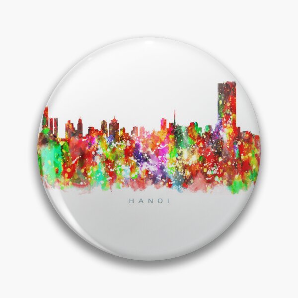 Item preview, Hanoi, Vietnam Skyline Watercolor Painting designed and sold by InkistPrints.