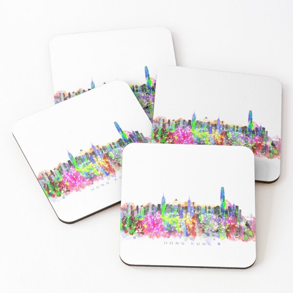 Aperçu de l'œuvre Hong Kong Skyline Watercolor Painting créée et vendue par InkistPrints.