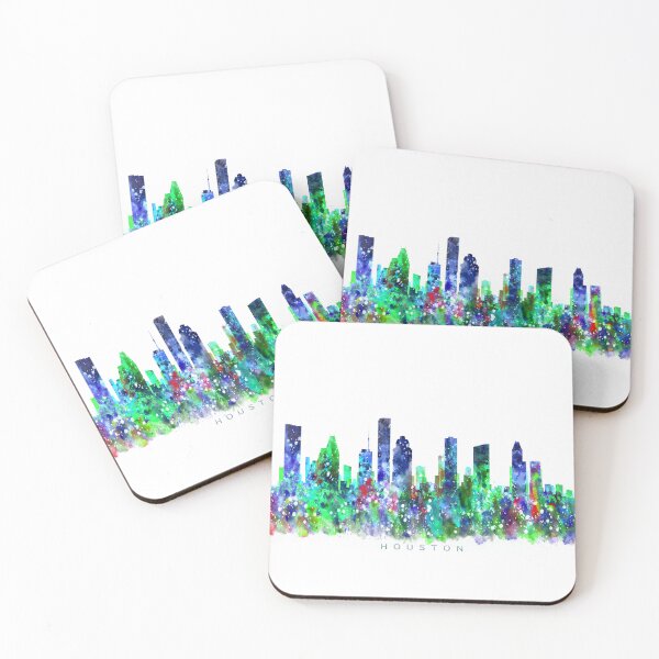 Item preview, Houston, Texas Skyline Watercolor Painting designed and sold by InkistPrints.