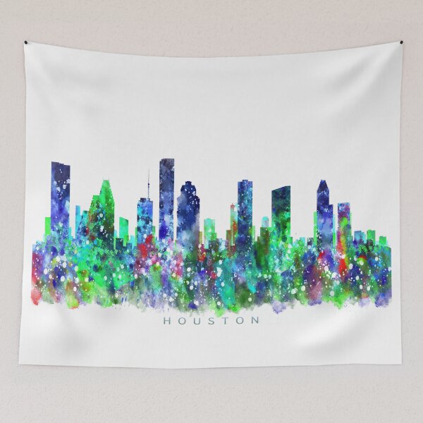 Item preview, Houston, Texas Skyline Watercolor Painting designed and sold by InkistPrints.