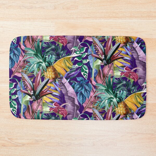 Item preview, Exotic tropical colourful foliage night forest, leaves and flowers tropical pattern, botanical illustration, purple plants illustration  designed and sold by ZeinabTaha.
