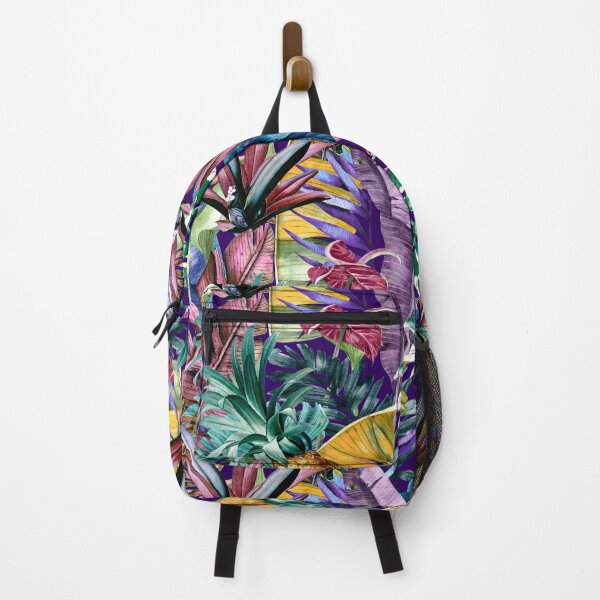 Item preview, Exotic tropical colourful foliage night forest, leaves and flowers tropical pattern, botanical illustration, purple plants illustration designed and sold by ZeinabTaha.