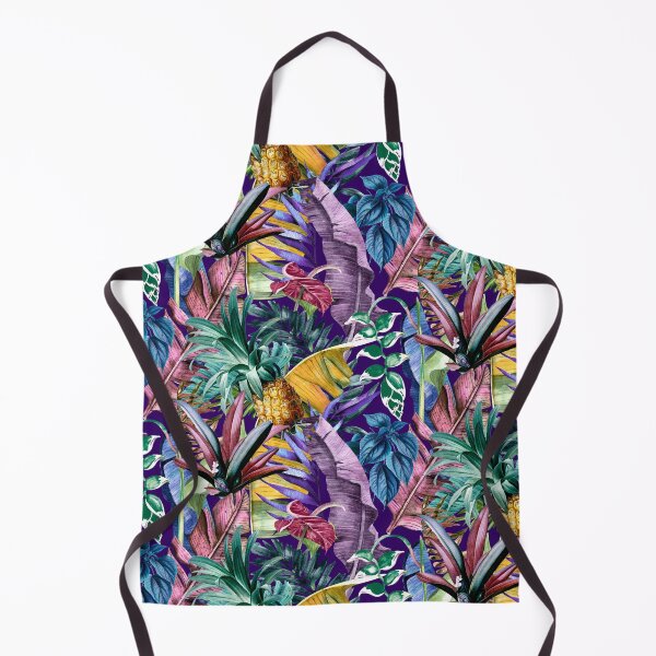 Item preview, Exotic tropical colourful foliage night forest, leaves and flowers tropical pattern, botanical illustration, purple plants illustration designed and sold by ZeinabTaha.