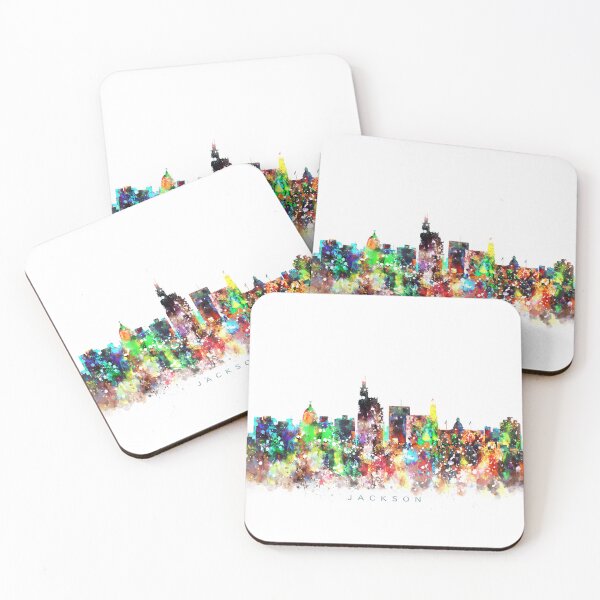Item preview, Jackson, Mississippi Skyline Watercolor Painting designed and sold by InkistPrints.
