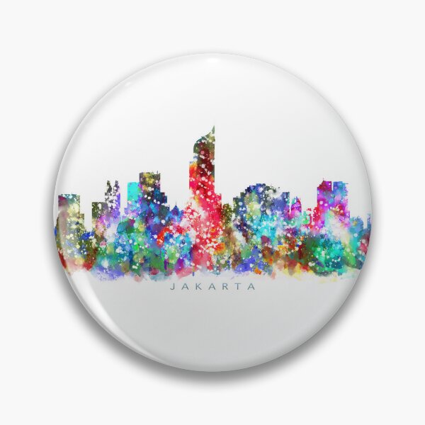 Artikelvorschau, Jakarta, Indonesia Skyline Watercolor Painting entworfen und verkauft von InkistPrints.