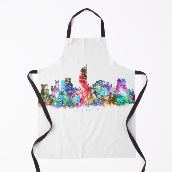 Item preview, Jakarta, Indonesia Skyline Watercolor Painting designed and sold by InkistPrints.