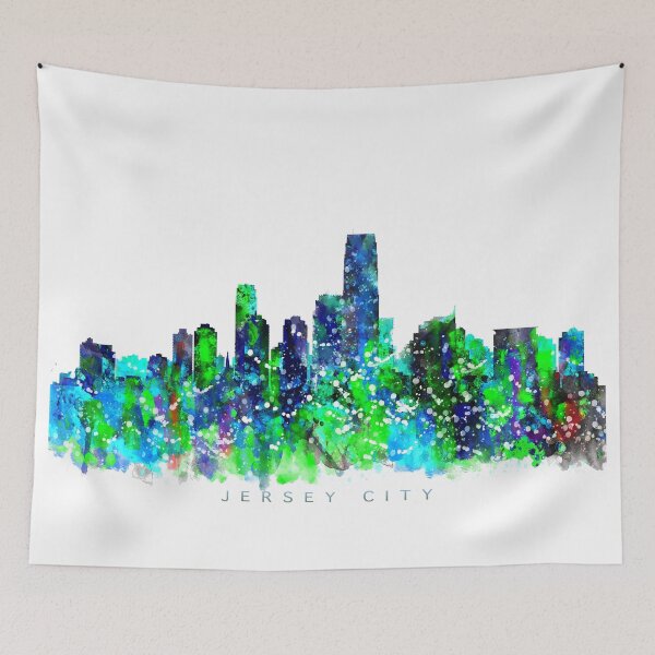 Item preview, Jersey City, New Jersey Skyline Watercolor Painting designed and sold by InkistPrints.