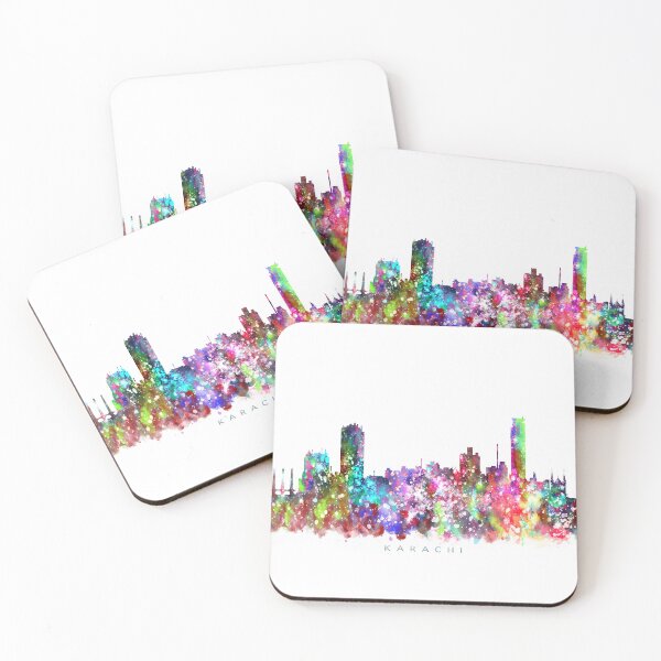 Artikelvorschau, Karachi City, Pakistan Skyline Watercolor Painting entworfen und verkauft von InkistPrints.