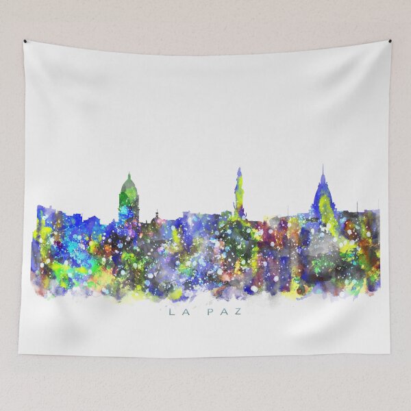 Item preview, La Paz, Bolivia Skyline Watercolor Painting designed and sold by InkistPrints.