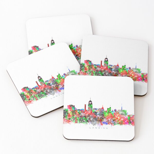 Item preview, Lansing, Michigan Skyline Watercolor Painting designed and sold by InkistPrints.
