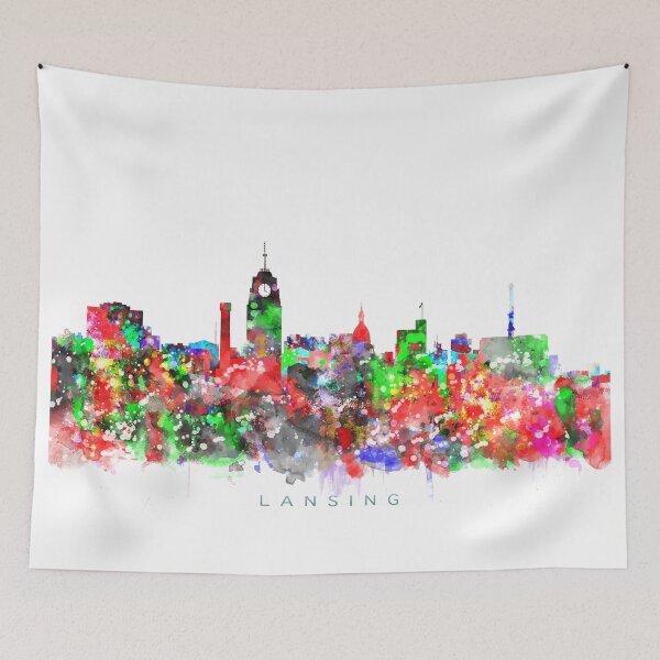 Item preview, Lansing, Michigan Skyline Watercolor Painting designed and sold by InkistPrints.