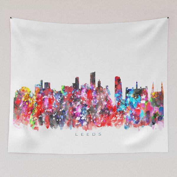Item preview, Leeds, England Skyline Watercolor Painting designed and sold by InkistPrints.