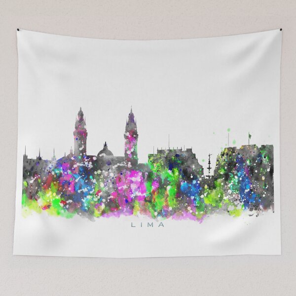 Item preview, Lima, Peru Skyline Watercolor Painting designed and sold by InkistPrints.