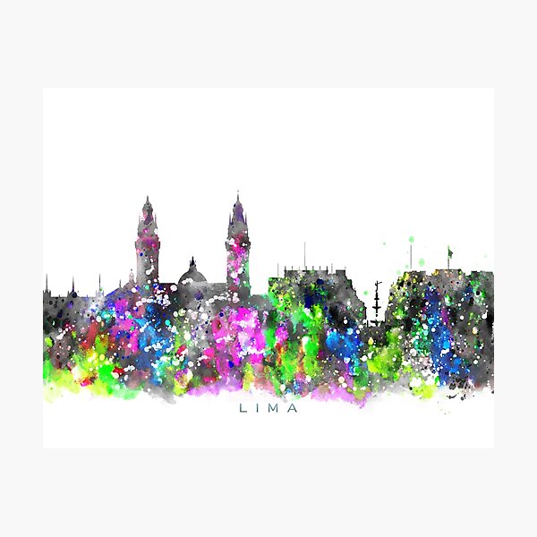 Item preview, Lima, Peru Skyline Watercolor Painting designed and sold by InkistPrints.