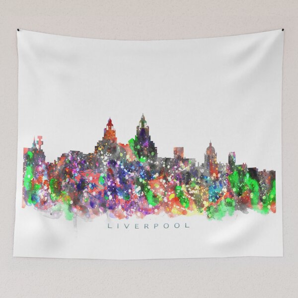 Item preview, Liverpool, England Skyline Watercolor Painting designed and sold by InkistPrints.