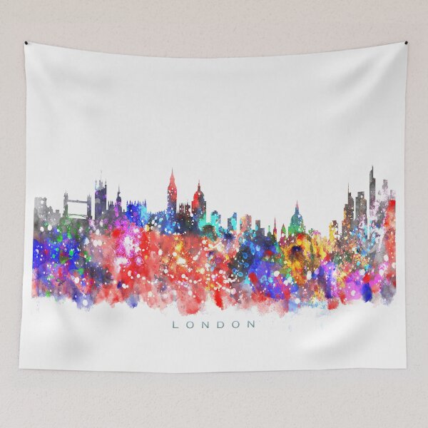 Item preview, London, England Skyline Watercolor Painting designed and sold by InkistPrints.
