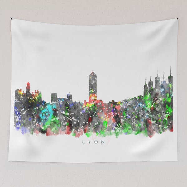 Item preview, Lyon, France Skyline Watercolor Painting designed and sold by InkistPrints.
