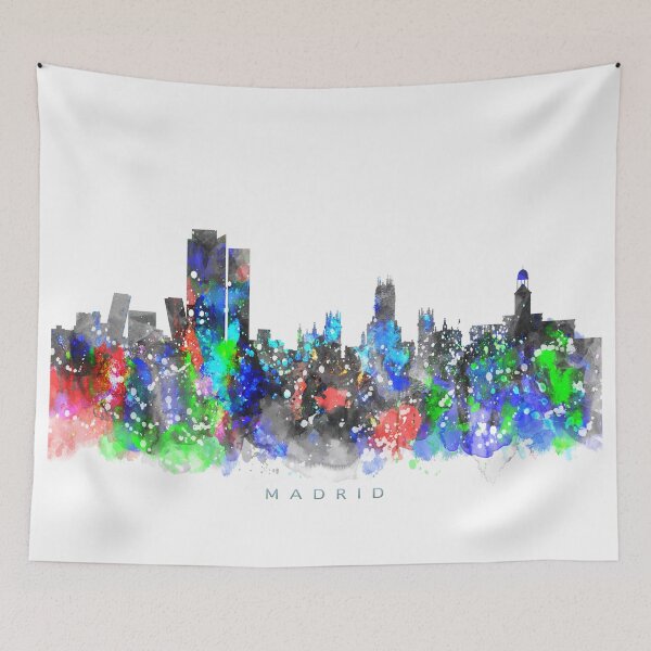 Item preview, Madrid, Spain Skyline Watercolor Painting designed and sold by InkistPrints.