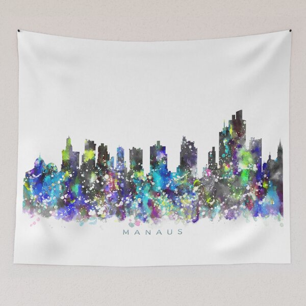 Item preview, Manaus, Brazil Skyline Watercolor Painting designed and sold by InkistPrints.