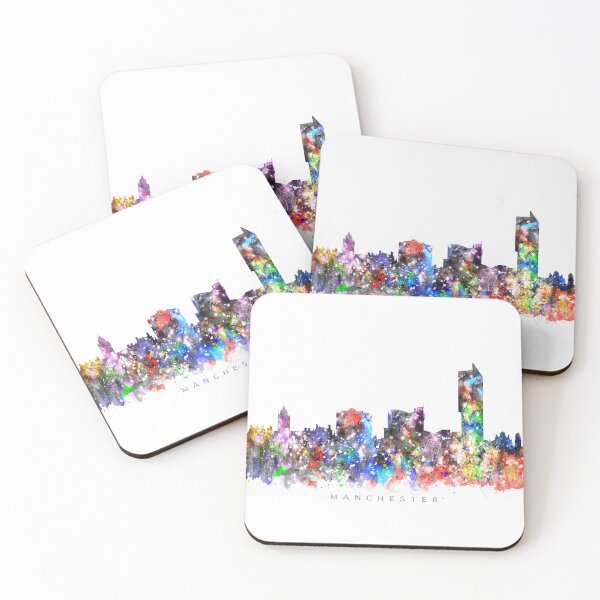 Item preview, Manchester, England Skyline Watercolor Painting designed and sold by InkistPrints.