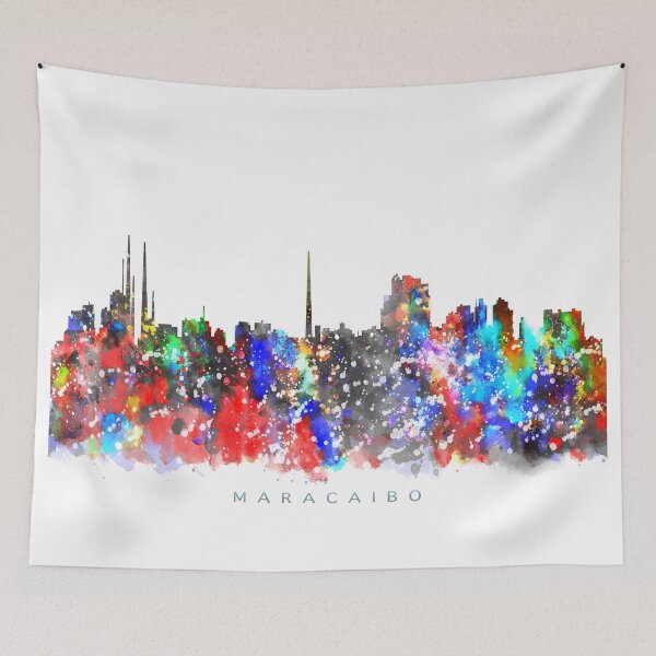 Item preview, Maracaibo, Venezuela Skyline Watercolor Painting designed and sold by InkistPrints.